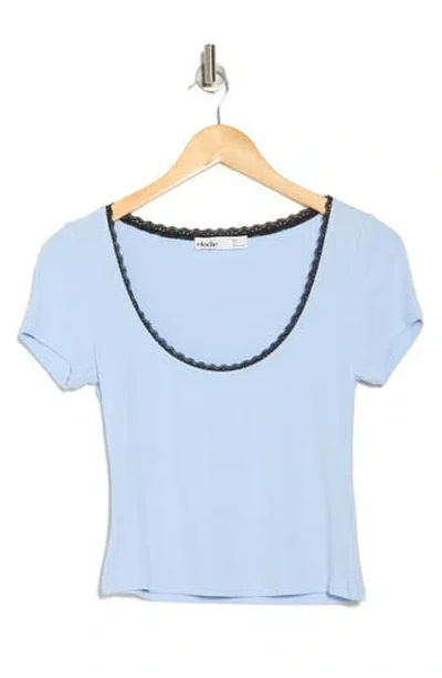 Elodie Lace Trim T-shirt In Sky Blue