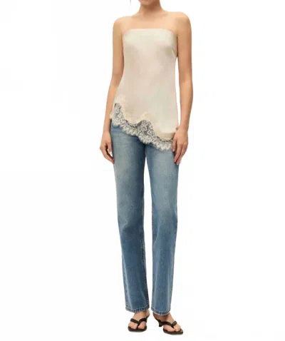 Elodie Lacey Satin Top In Ecru In White