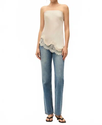Elodie Lacey Strapless Satin Top In Ecru In Neutral
