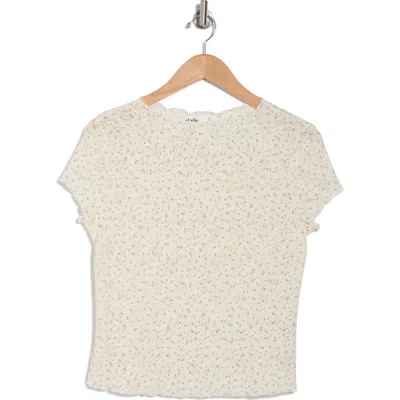 Elodie Lettuce Edge Top In Ivory Pink Floral