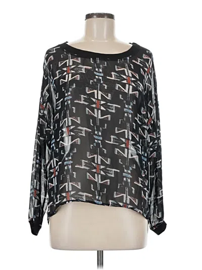 Pre-owned Elodie Long Sleeve Blouse In Black