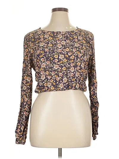 Pre-owned Elodie Long Sleeve Blouse In Brown