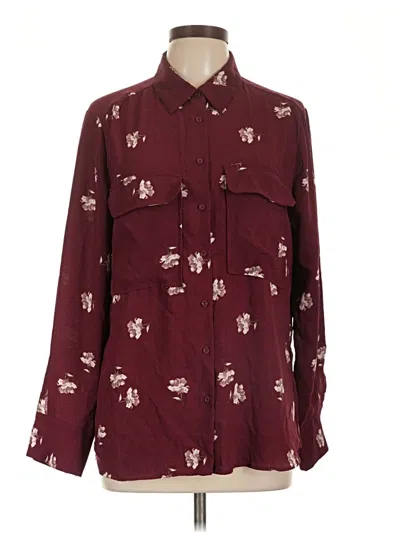 Pre-owned Elodie Long Sleeve Blouse In Burgundy