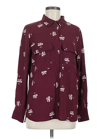 Pre-owned Elodie Long Sleeve Blouse In Burgundy
