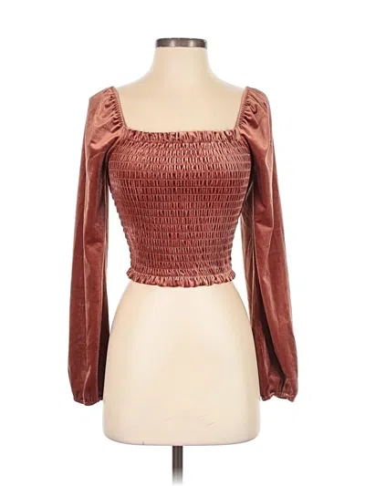 Pre-owned Elodie Long Sleeve Blouse In Burgundy