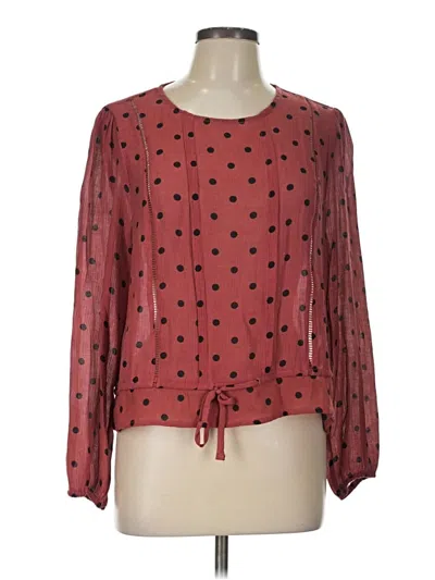 Pre-owned Elodie Long Sleeve Blouse In Red
