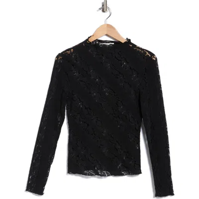 Elodie Long Sleeve Lace Top In Black