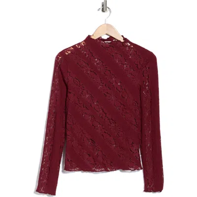 Elodie Long Sleeve Lace Top In Burgundy