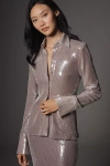 Elodie Long-sleeve Sparkle Buttondown Shirt In Purple