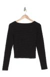 Elodie Long Sleeve Textured Crop Top In Black