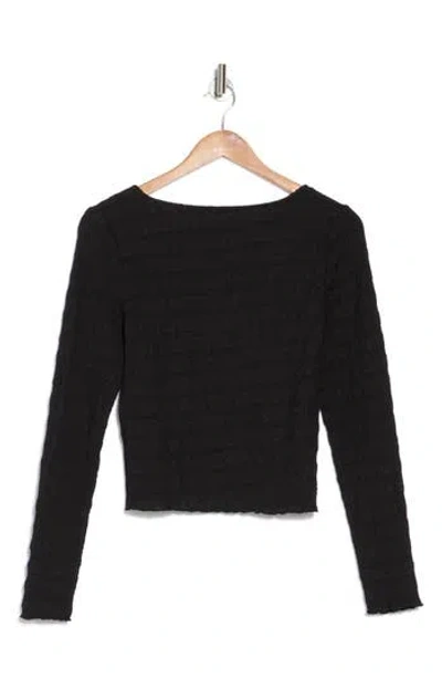 Elodie Long Sleeve Textured Crop Top In Black