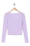 Elodie Textured Jersey Mock Neck Top In Lavender