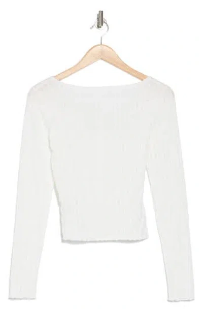 Elodie Long Sleeve Textured Crop Top In White