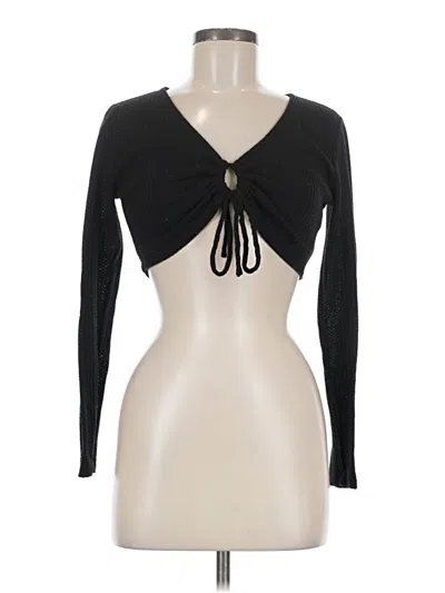 Pre-owned Elodie Long Sleeve Top Black Keyhole Neckline Tops