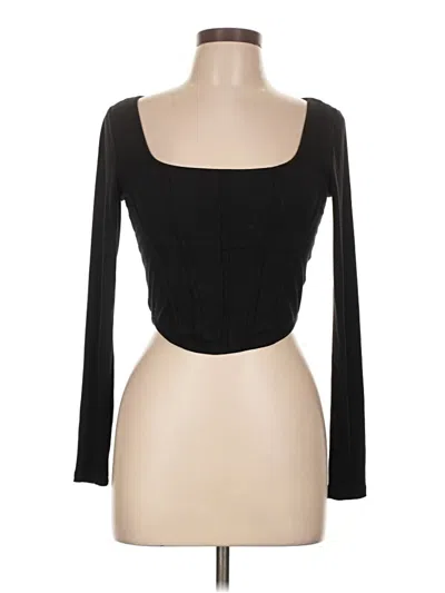 Pre-owned Elodie Long Sleeve Top Black Square Neckline Tops