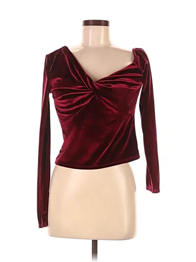 Pre-owned Elodie Long Sleeve Top Burgundy Sweetheart Neckline Tops