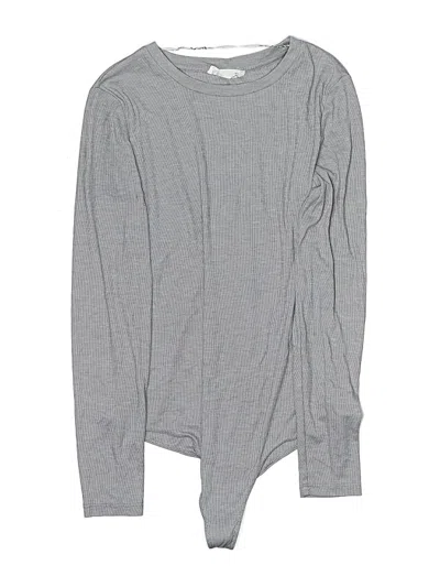 Pre-owned Elodie Long Sleeve Top Gray Crew Neck Tops