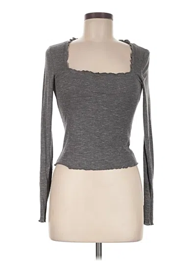 Pre-owned Elodie Long Sleeve Top Gray Sweetheart Neckline Tops