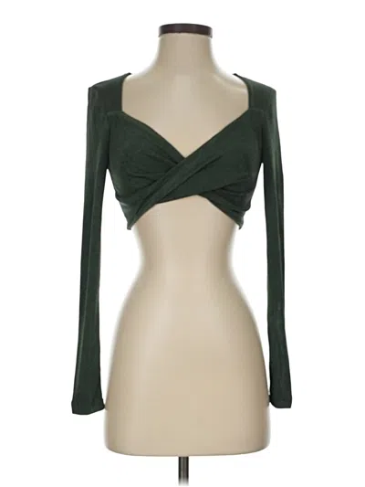 Pre-owned Elodie Long Sleeve Top Green Sweetheart Neckline Tops