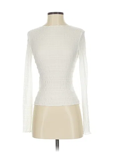 Pre-owned Elodie Long Sleeve Top Ivory Square Neckline Tops In White