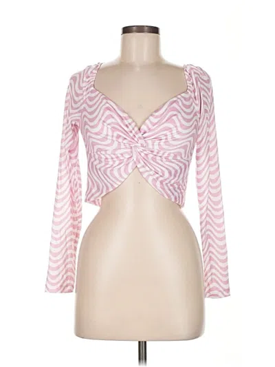 Pre-owned Elodie Long Sleeve Top Pink Sweetheart Neckline Tops