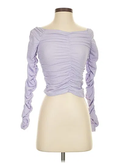 Pre-owned Elodie Long Sleeve Top Purple One Shoulder Neckline Tops
