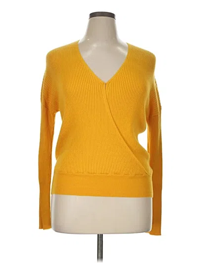 Pre-owned Elodie Long Sleeve Top Yellow V-neck Tops