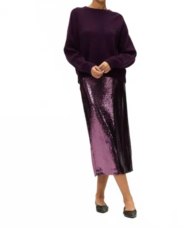Elodie Mari Sequin Midi Skirt In Eggplant In Purple