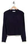 Elodie Mini Cable Knit Crop Sweater In Blue