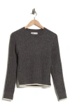 Elodie Mini Cable Knit Crop Sweater In Gray