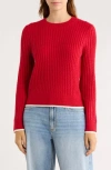 Elodie Mini Cable Knit Crop Sweater In Red
