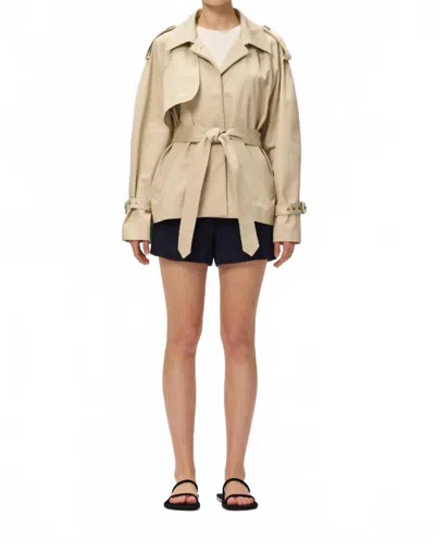Elodie Noa Cropped Trench Coat In Khaki In Green