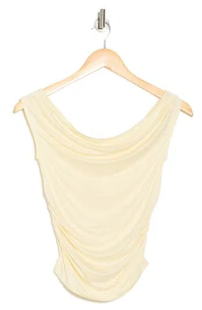 Elodie Off The Shoulder Cap Sleeve Ruched Top In Baby Ylw