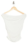 Elodie Off The Shoulder Cap Sleeve Ruched Top In White