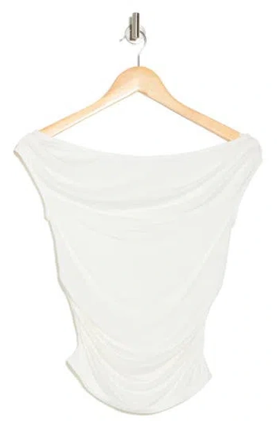 Elodie Off The Shoulder Cap Sleeve Ruched Top In White