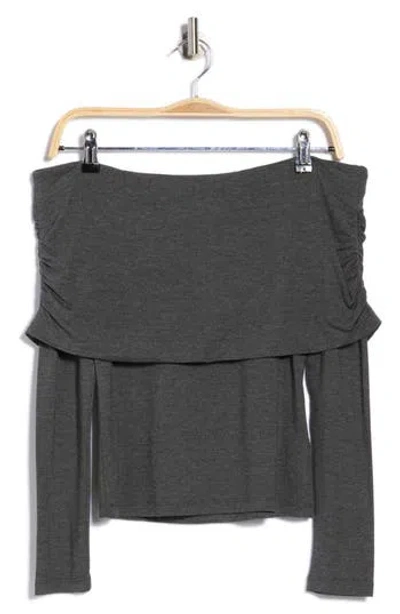 Elodie Off The Shoulder Top In Gray