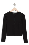 Elodie Pointelle Stitch Button-up Top In Black