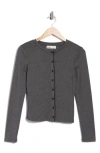 Elodie Pointelle Stitch Button-up Top In Gray