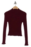Elodie Pointelle Stitch Top In Burgundy
