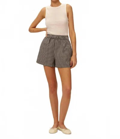 Elodie Preston Cotton Shorts In Black Gingham In Gray