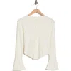 Elodie Rosette Bell Sleeve Sweater In White