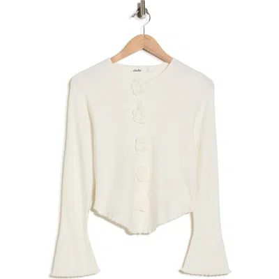 Elodie Rosette Bell Sleeve Sweater In White