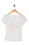 Elodie Ruched V-neck Top In Wht Floral