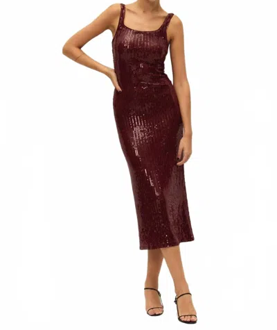 Elodie Sandra Sequin Dress In Rum Raisin In Burgundy
