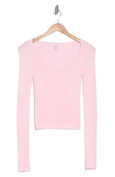 Elodie Scoop Neck Long Sleeve Seamless Crop Top In Baby Pink