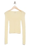 Elodie Scoop Neck Long Sleeve Seamless Crop Top In Baby Yellow