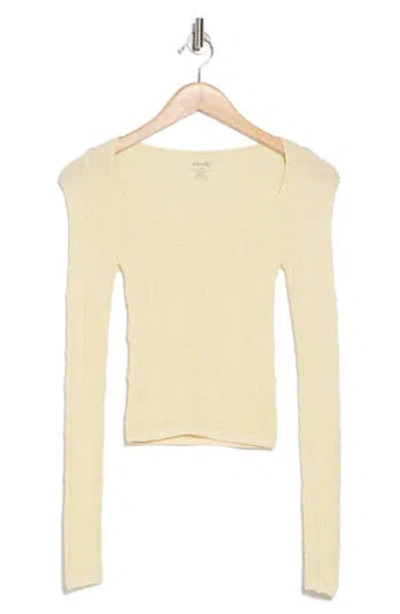 Elodie Scoop Neck Long Sleeve Seamless Crop Top In Baby Yellow