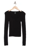 Elodie Scoop Neck Long Sleeve Seamless Crop Top In Black