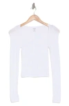Elodie Scoop Neck Long Sleeve Seamless Crop Top In White