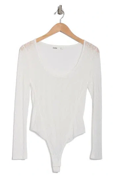 Elodie Scoop Neck Sheer Lace Bodysuit In White